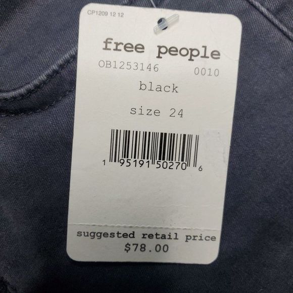 Free People Size 24 Sabrina Super Skinny Jeans Black - Picture 3 of 6